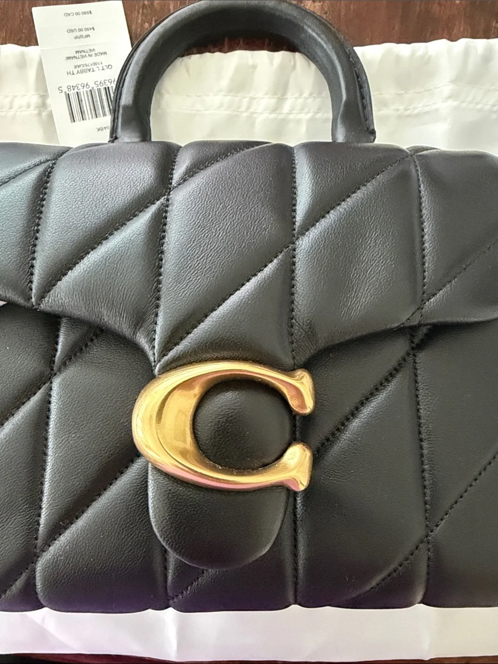 ✨NWT Coach Tabby Quilted Napa Leather Top-Handle Bag with Gold & Leather Strap ✨